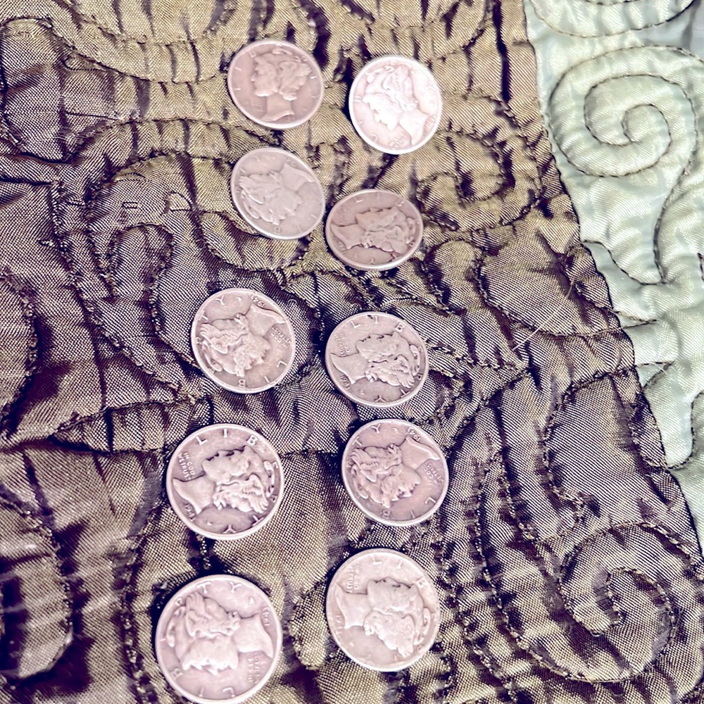 10 1943 Mercury Silver dimes